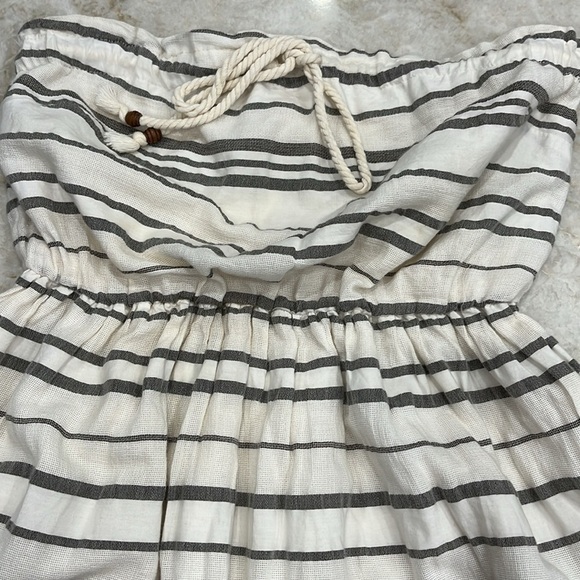 GAP Strapless Julie Maxi Dress | Grey & Off-White Striped | XS | Cotton - Picture 7 of 13